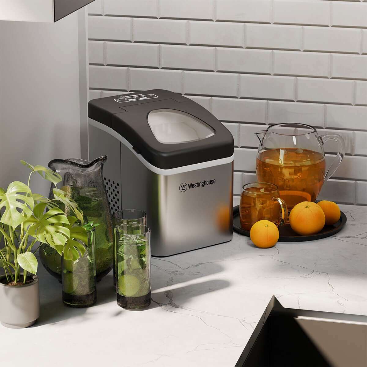 Westinghouse 1.3L portable ice maker - stainless steel - small or large bullet-shaped cubes - WHIM01SS