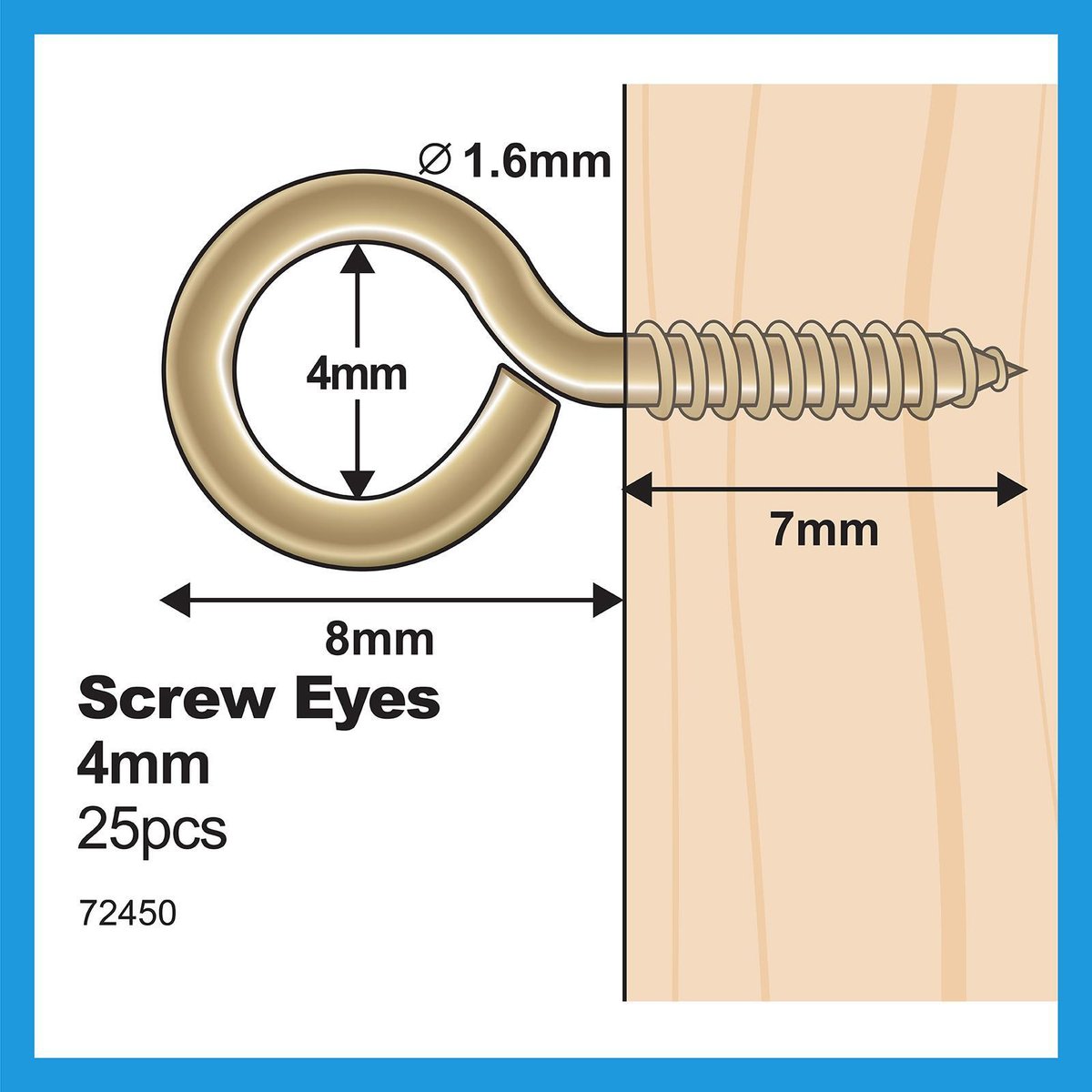 Everhang Screw Eyes - 4mm - Brass - Light Duty - 25 Pack - SuperSaverAU - view 4