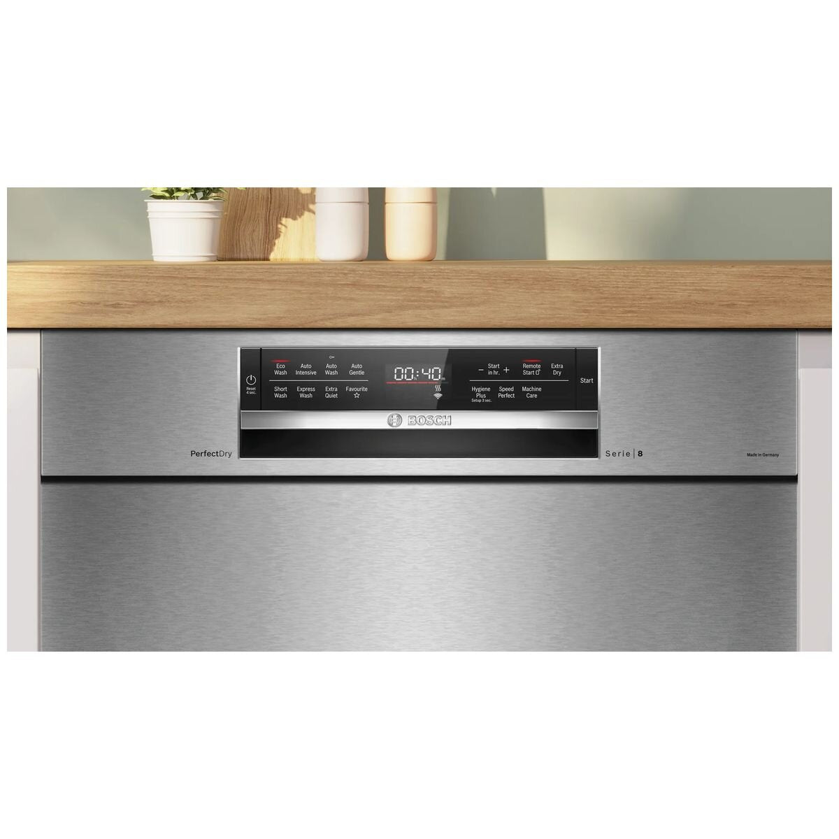 Bosch 60cm Series 8 Built Under Dishwasher - 15 Place Settings, Brushed Steel, Zeolith Drying - SMU8ZCS01A