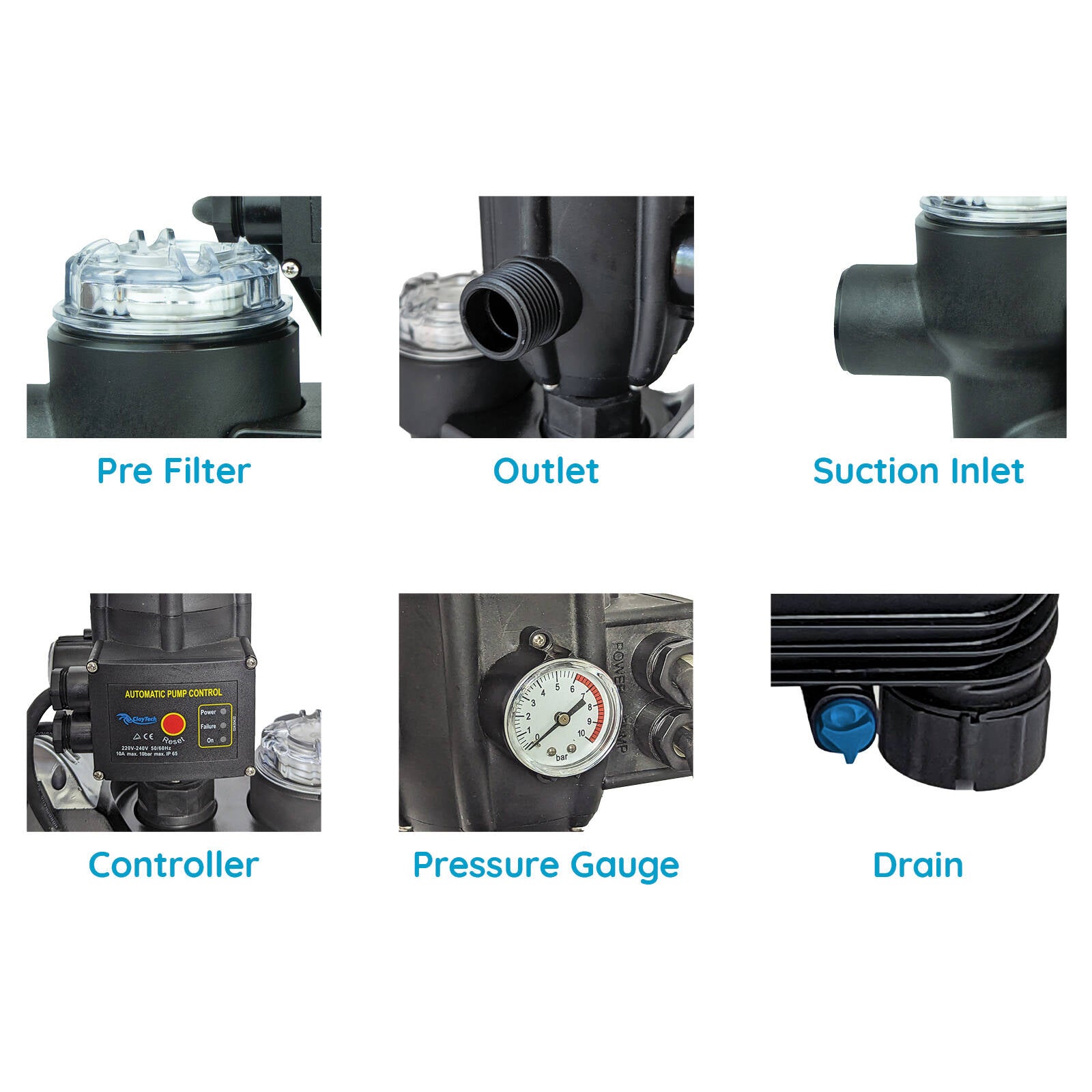 ClayTech Ecoboost 3+ Constant Pressure Pump, Self-Priming Polymer Jet Pump