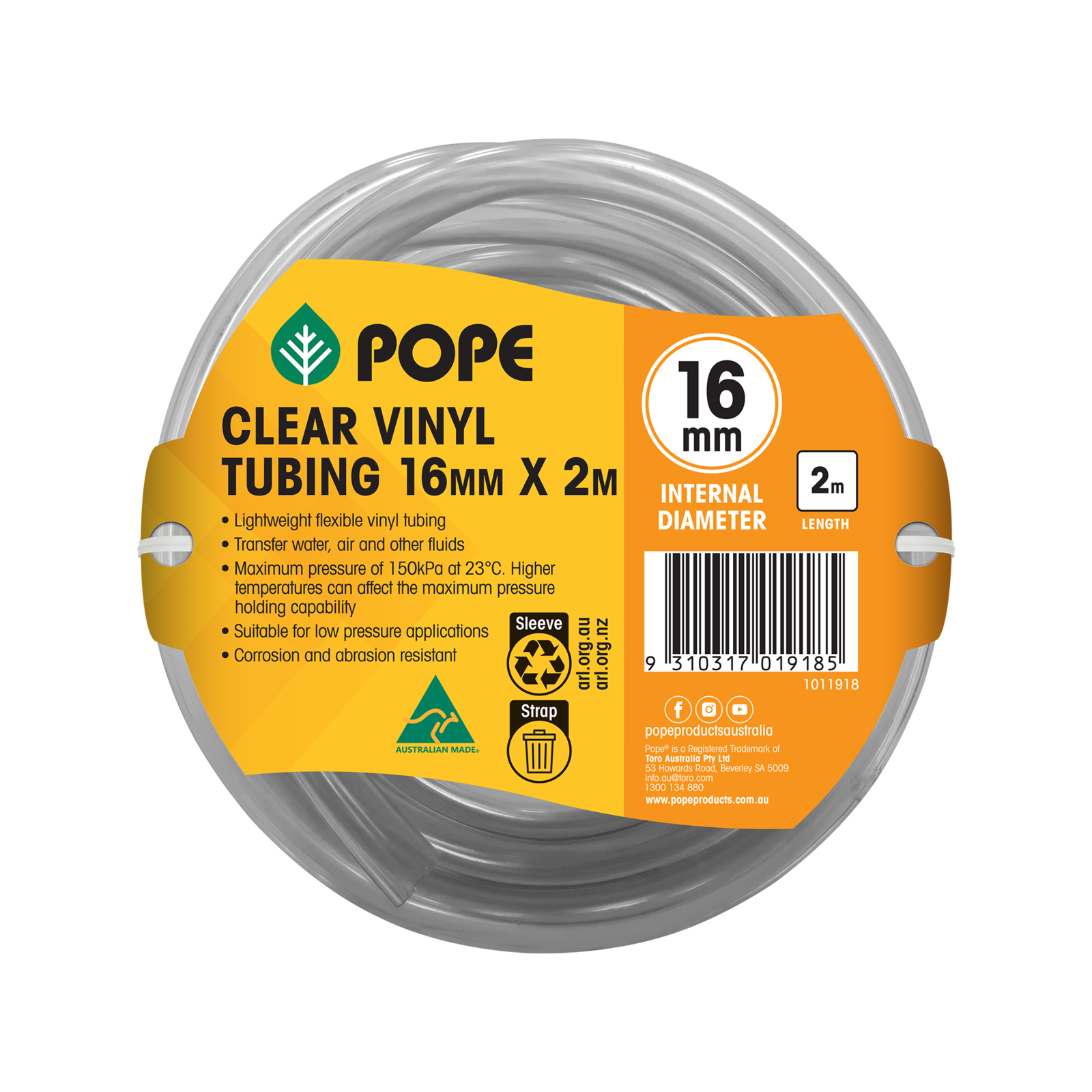 Pope 16mm x 2m Clear Vinyl Tubing - Flexible PVC Hose for Indoor & Outdoor