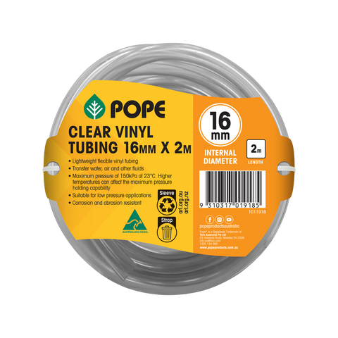 Pope 16mm x 2m Clear Vinyl Tubing - Flexible PVC Hose for Indoor & Outdoor