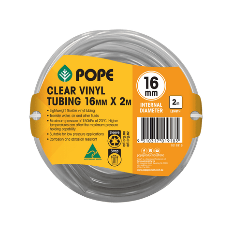 Pope 16mm x 2m Clear Vinyl Tubing - Flexible PVC Hose for Indoor & Outdoor