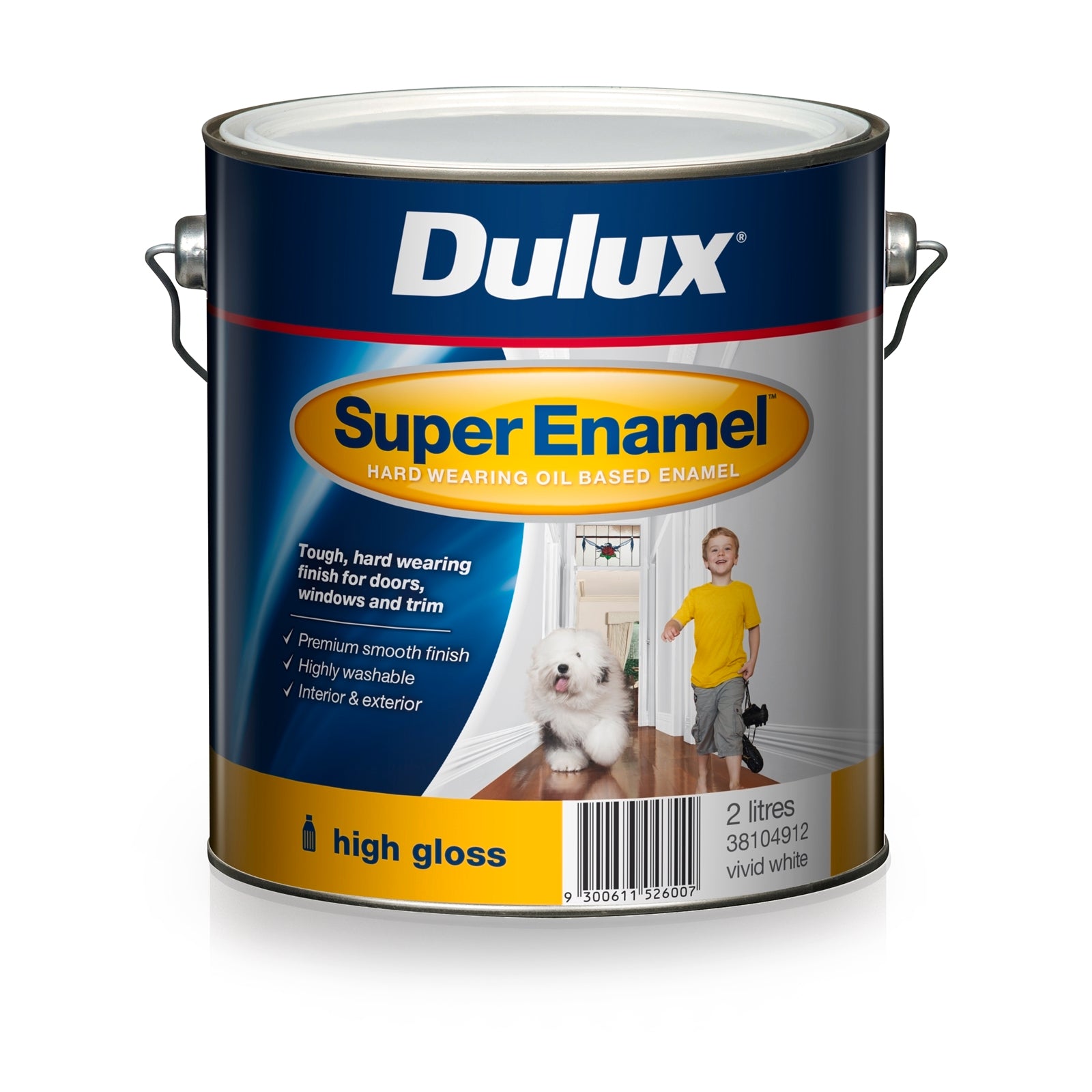 Dulux 2L Super Enamel High Gloss Paint Vivid White