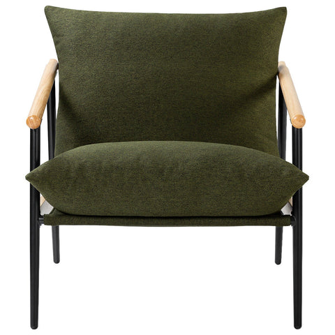 Zinus Accent Chair - Green Fabric, Light Wood Frame, Height-Adjustable Levelers - AU-USHSL5ZC-31G