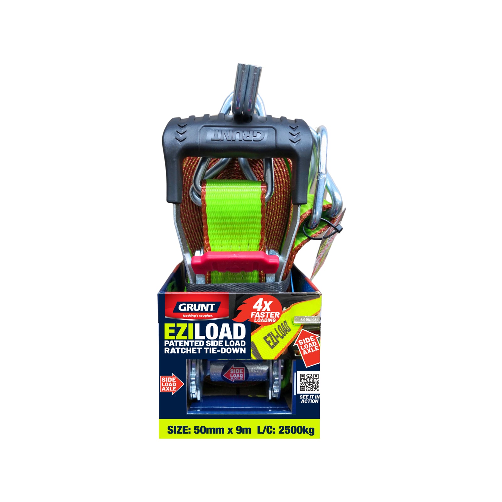 Grunt Ezi-Load 50mm x 9m Ratchet Tie-Down Straps 2500kg