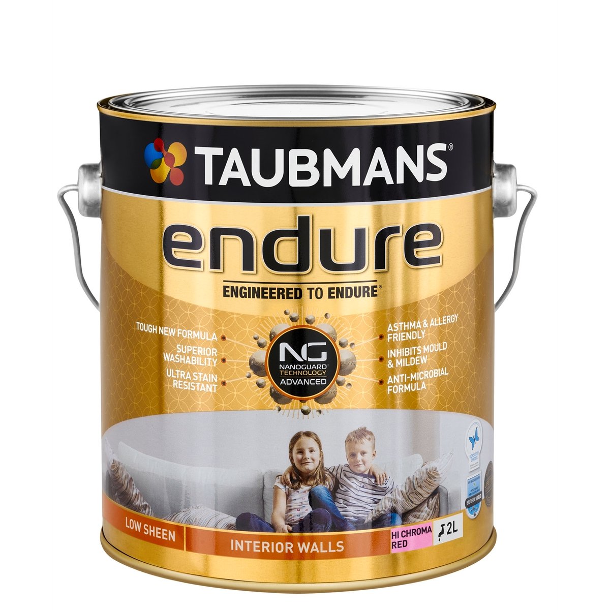 Taubmans 2L Hi C Red Low Sheen Endure Interior Walls Paint 2L - SuperSaverAU - view 1