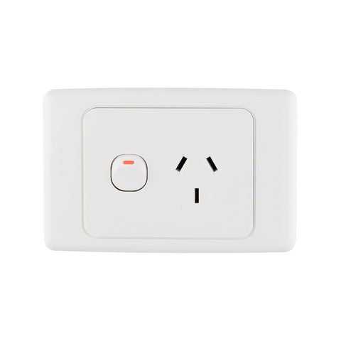 DETA Single Power Point White Polycarbonate 10A 250V Switched Outlet