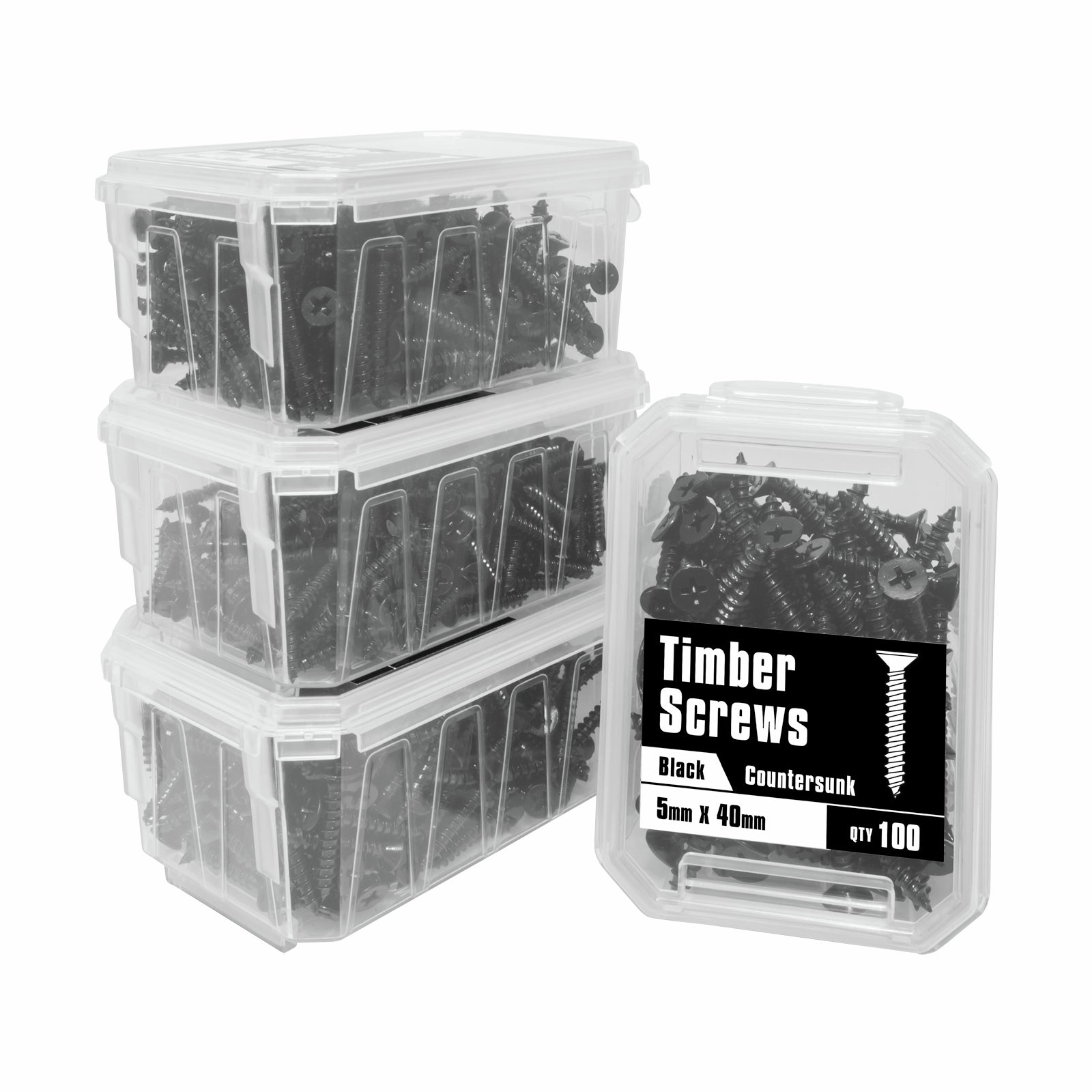 Pinnacle 5 x 40mm Black Countersunk Timber Screw 100 Pack