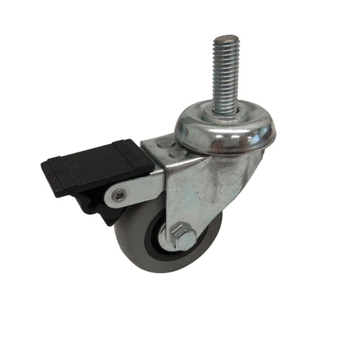 Easyroll 50mm Grey Rubber Swivel Castor with Brake, 30kg Load