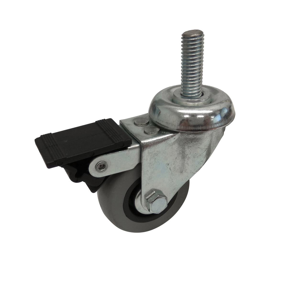 Easyroll 50mm Grey Rubber Swivel Castor with Brake, 30kg Load