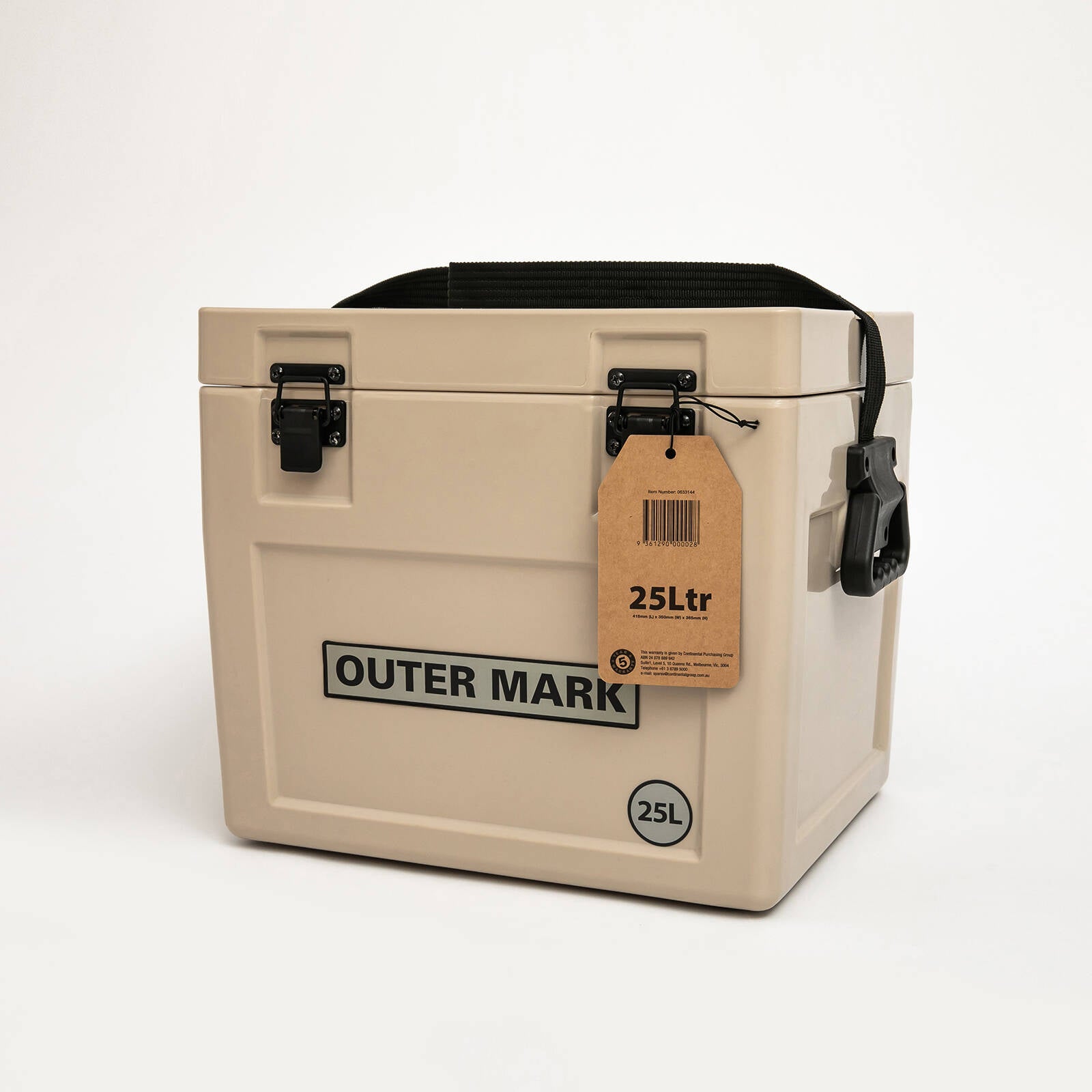 Outermark 25L Premium Moulded Cooler Ice Box - Beige, Stainless Latches