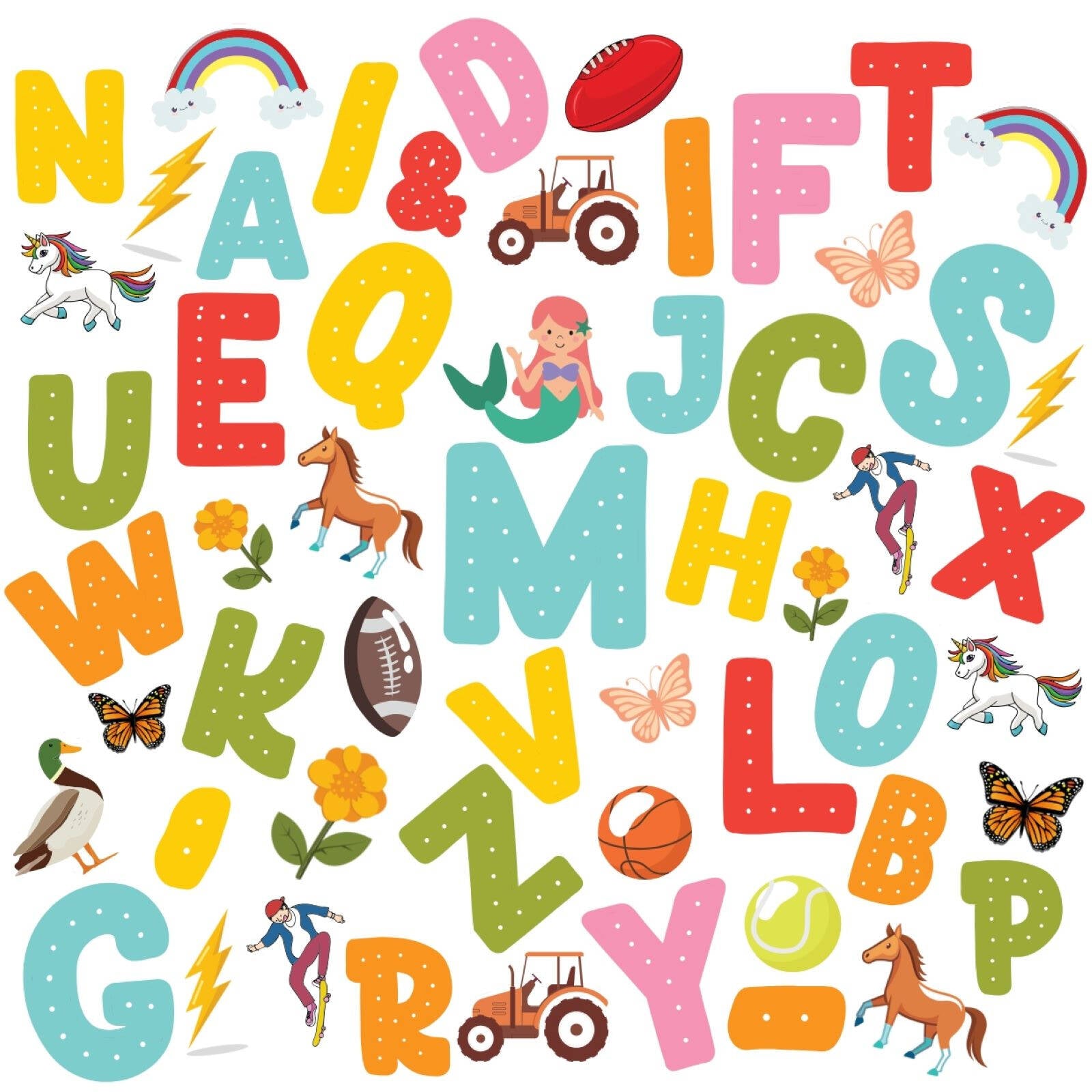 Numero Kids Vinyl Letter Kit Self-Adhesive Peel and Stick Decals