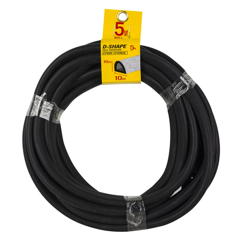 Moroday D-Shape Self-Adhesive Rubber Seal, 10 x 10mm x 5m EPDM, Black