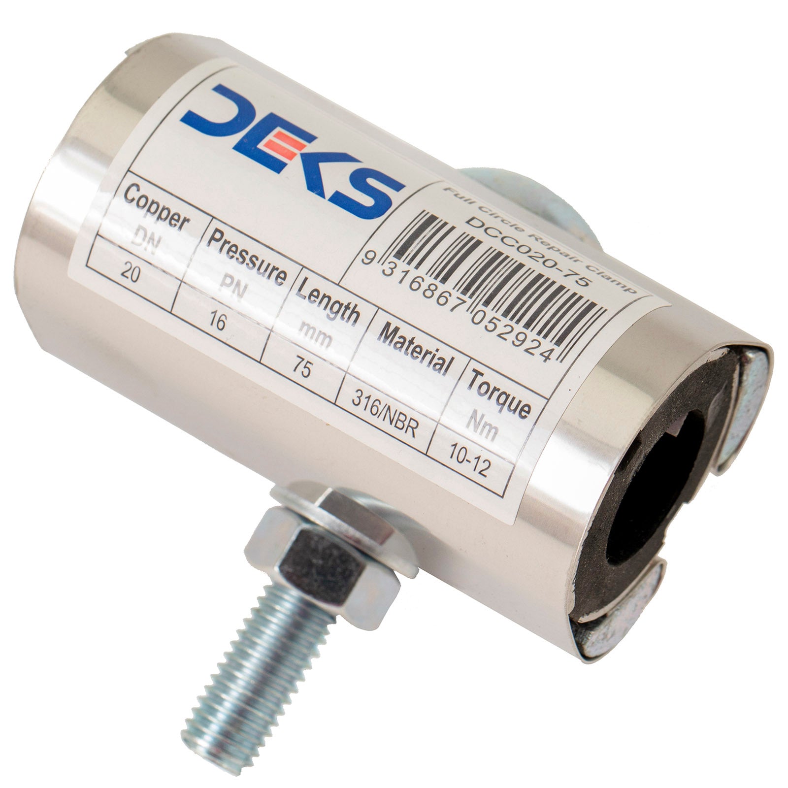 Deks 20mm Stainless Steel 316 Copper Pipe Repair Clamp, Indoor and Outdoor