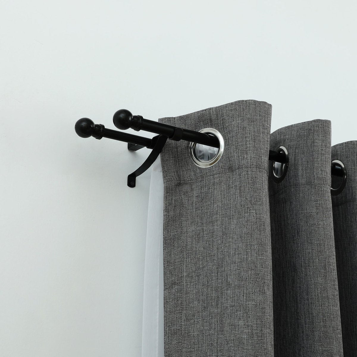 Windoware 127mm Black Double Metal Curtain Rod Brackets - 2 Pack
