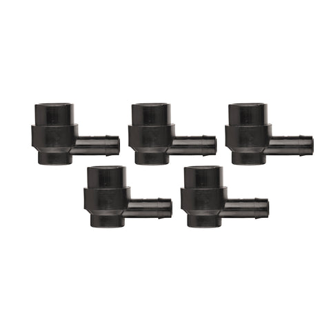 Pope 13mm Barbed x 15mm BSP Female Threaded Elbow 5 Pack - Black Poly Irrigation