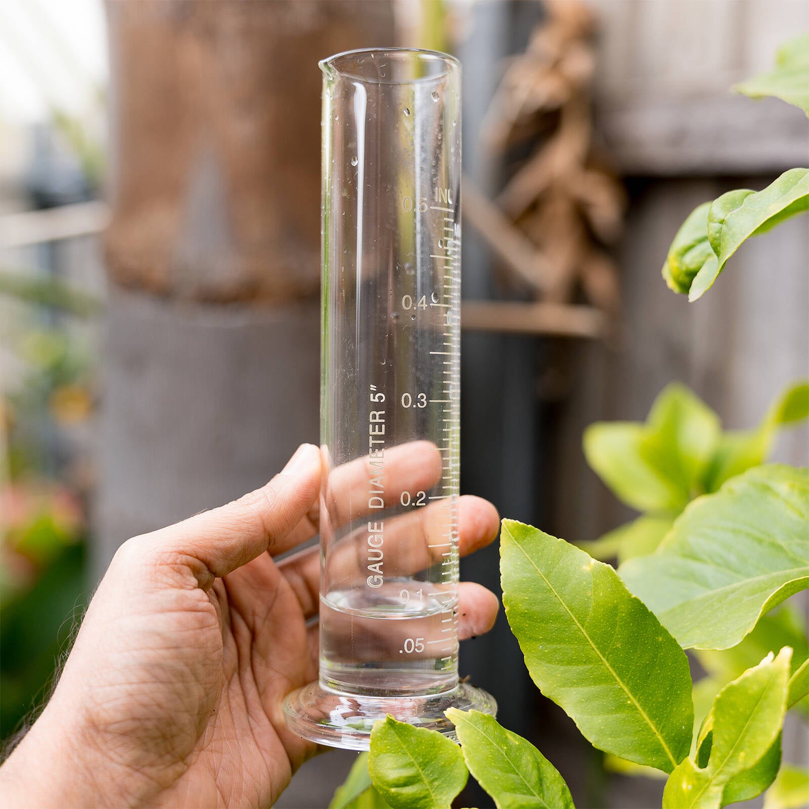 Garden Zen Metal Rain Gauge, Galvanised Steel & Glass, Bracket Mount