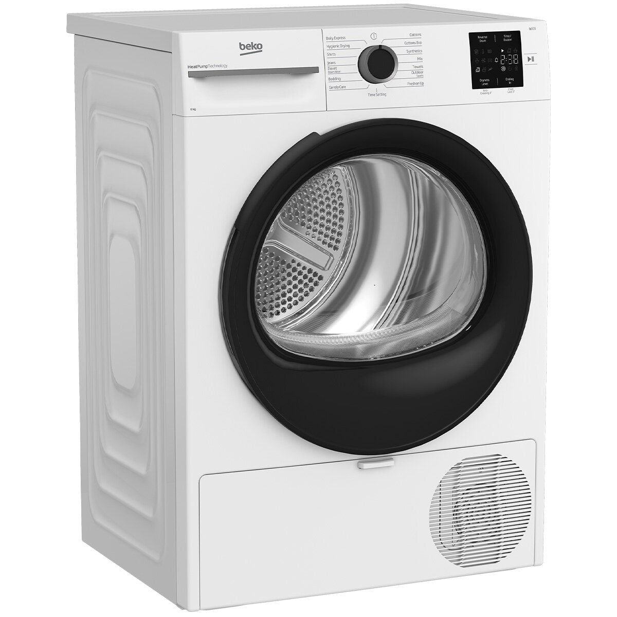 Beko 8kg sensor controlled heat pump dryer - 8 star energy rating, hygienic drying, 15 programs - BDPB8010W