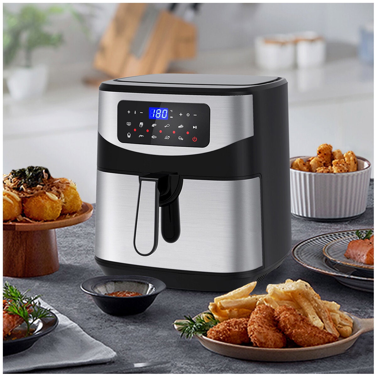 Kitchen Couture Digital Air Fryer 12L - Stainless Steel - One-Touch Controls, Preset Functions - 10001717