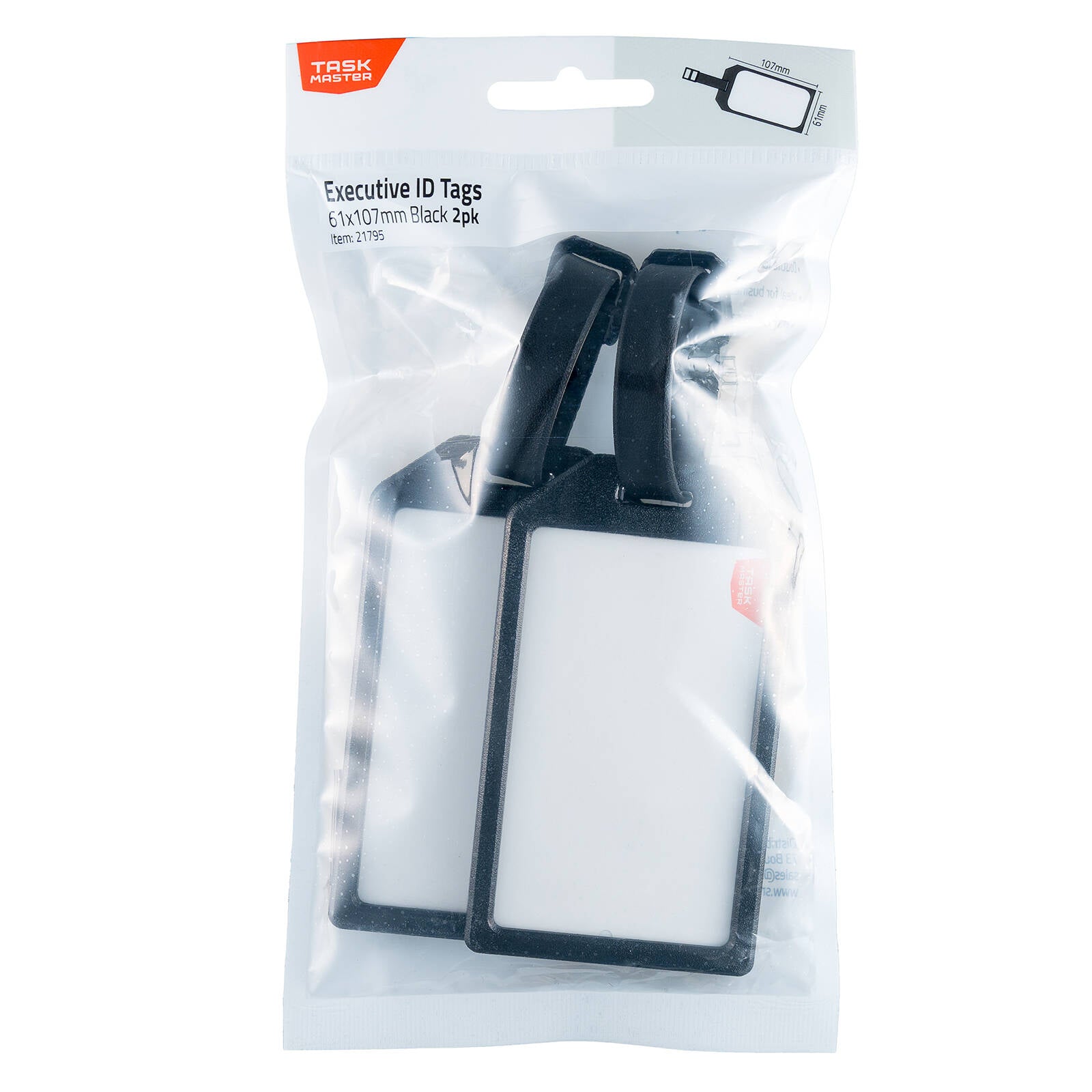 Taskmaster 61 x 107mm Black Executive ID Tags, 2 Pack