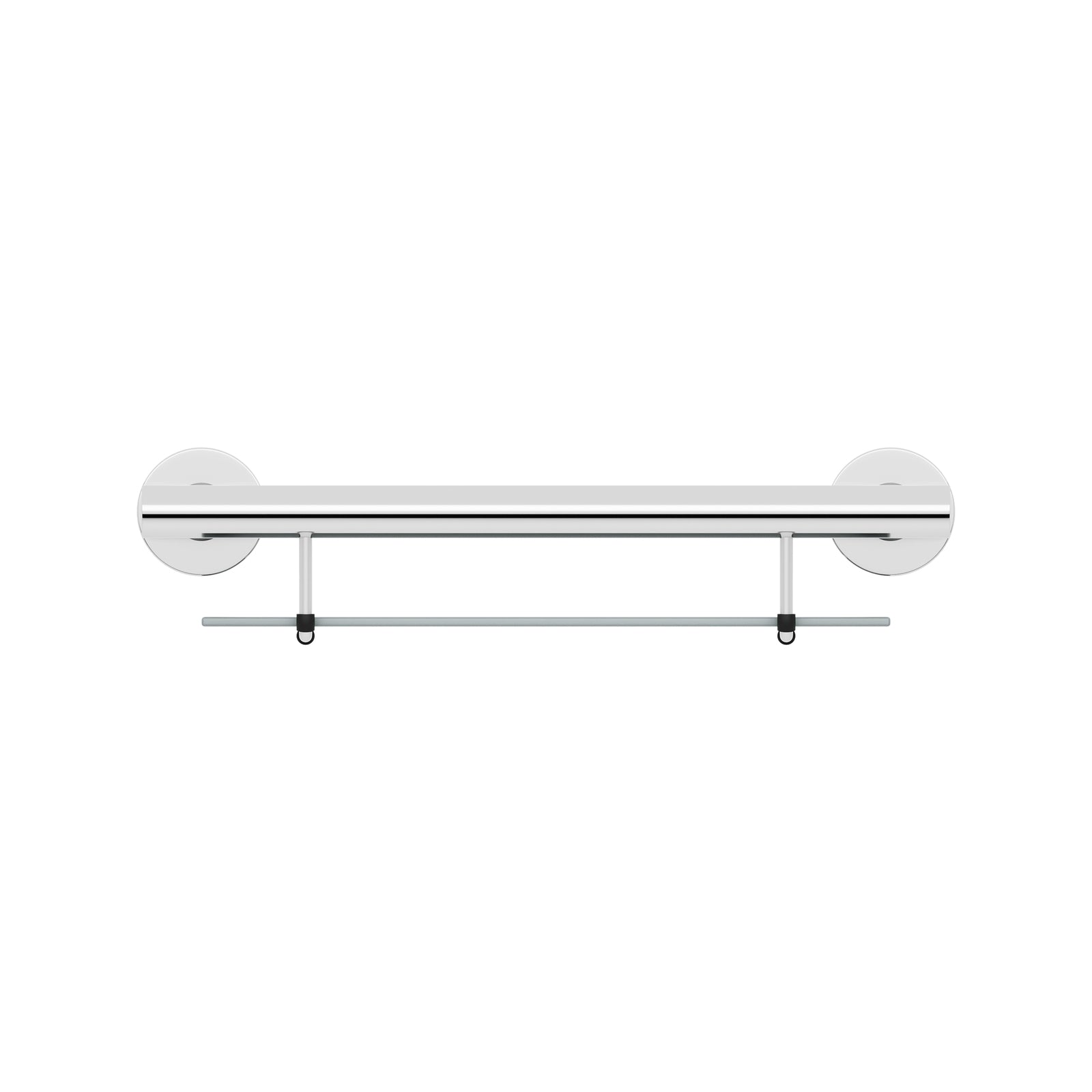 evekare 488mm Bath Shelf with Grab Rail - Stainless Steel & Glass 250kg