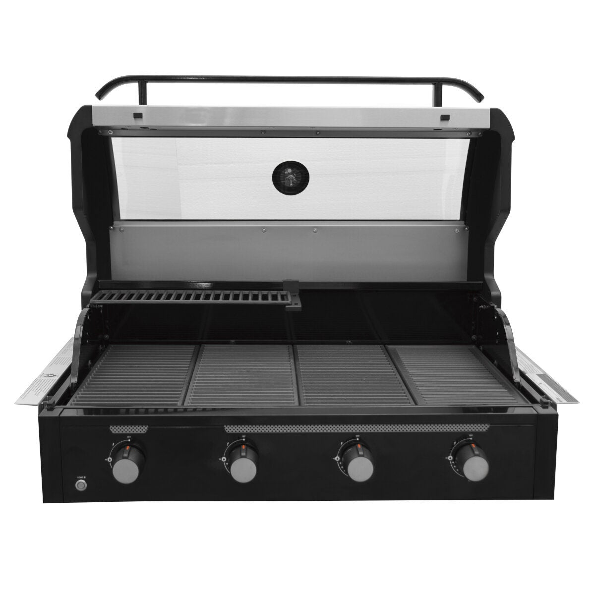 Artusi Halmo 4 Burner Built-In Gas Grill BBQ - Black with Anthracite Trim, Roasting Hood - ABIBBQ4