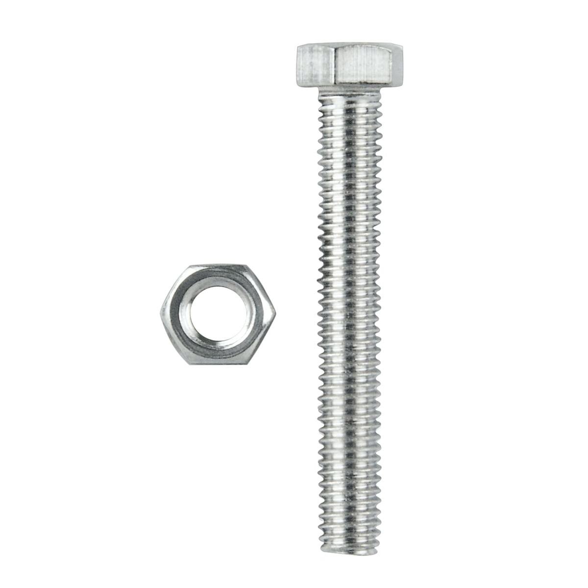 Pinnacle M5 x 80mm Zinc Plated Hex Head Bolts and Nuts - 2 Pack