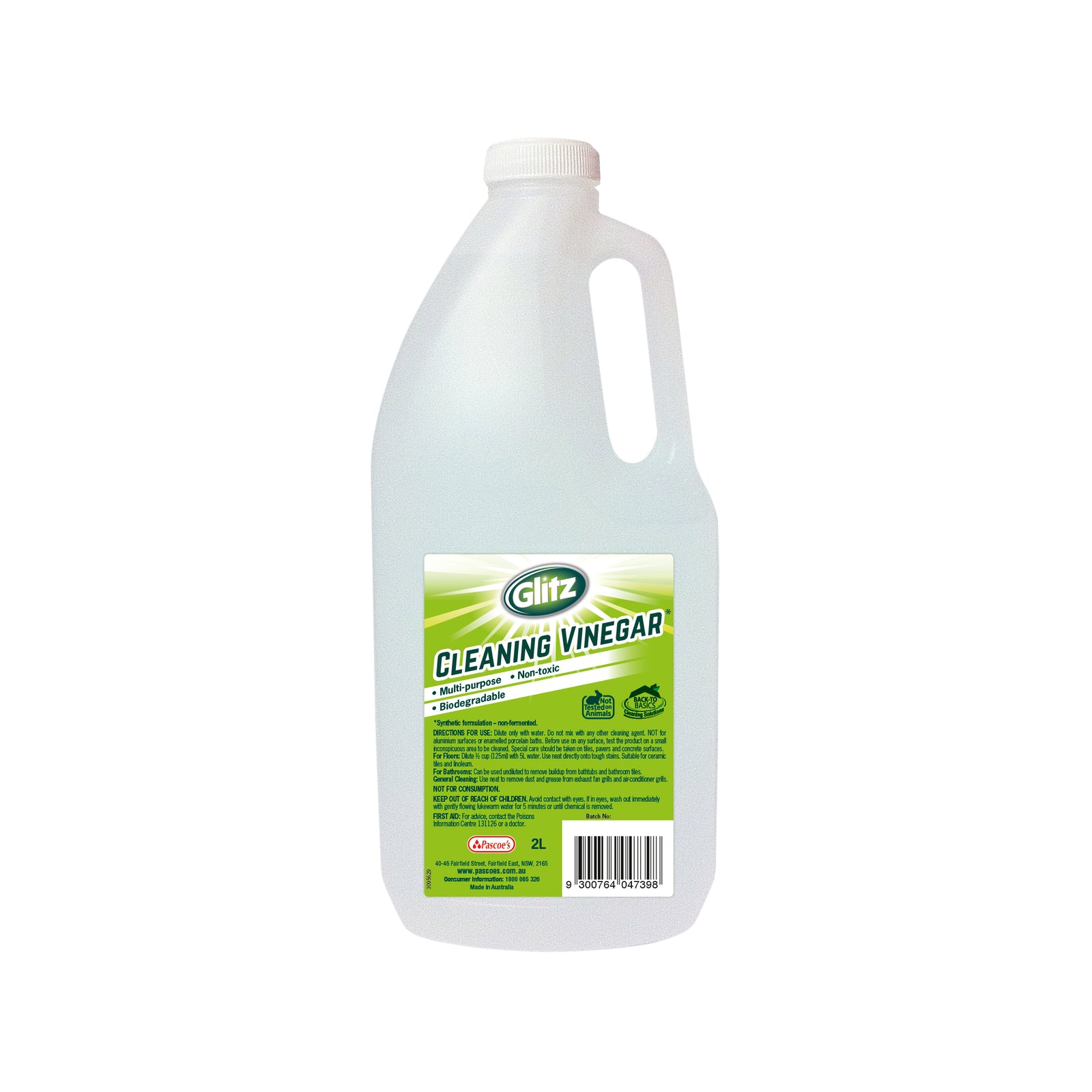 Glitz Cleaning Vinegar 2L Concentrate - Phosphate-Free Multi-Surface Cleaner