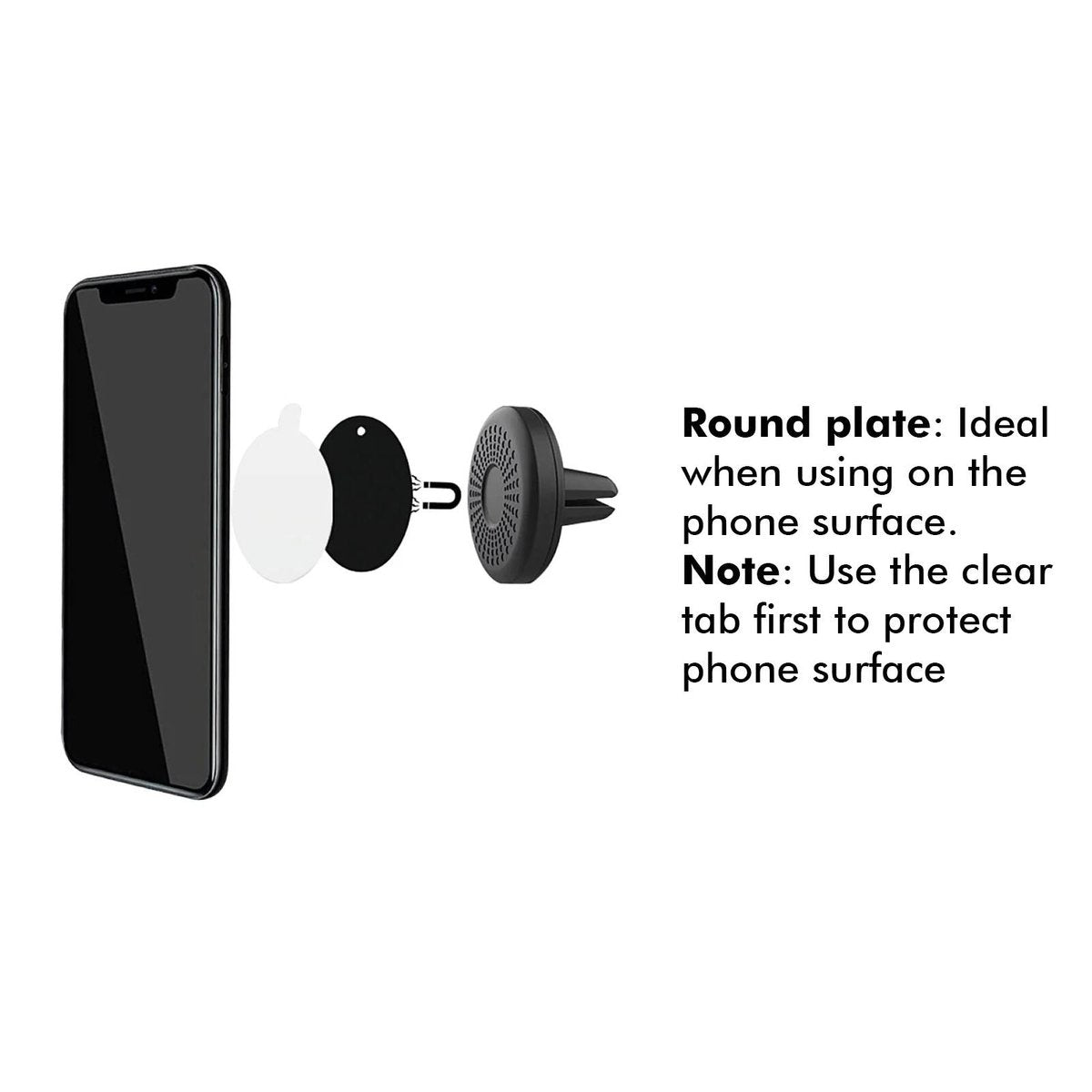 Antsig Magnetic Car Phone Holder Vent Mount - 4 Plates - 37mm x 37mm x 45mm - Black - High Strength Magnets - SuperSaverAU - view 4