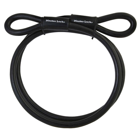 Master Lock 10mm x 4.6m Loop-Ended Braided Steel Cable, Vinyl-Coated, Black