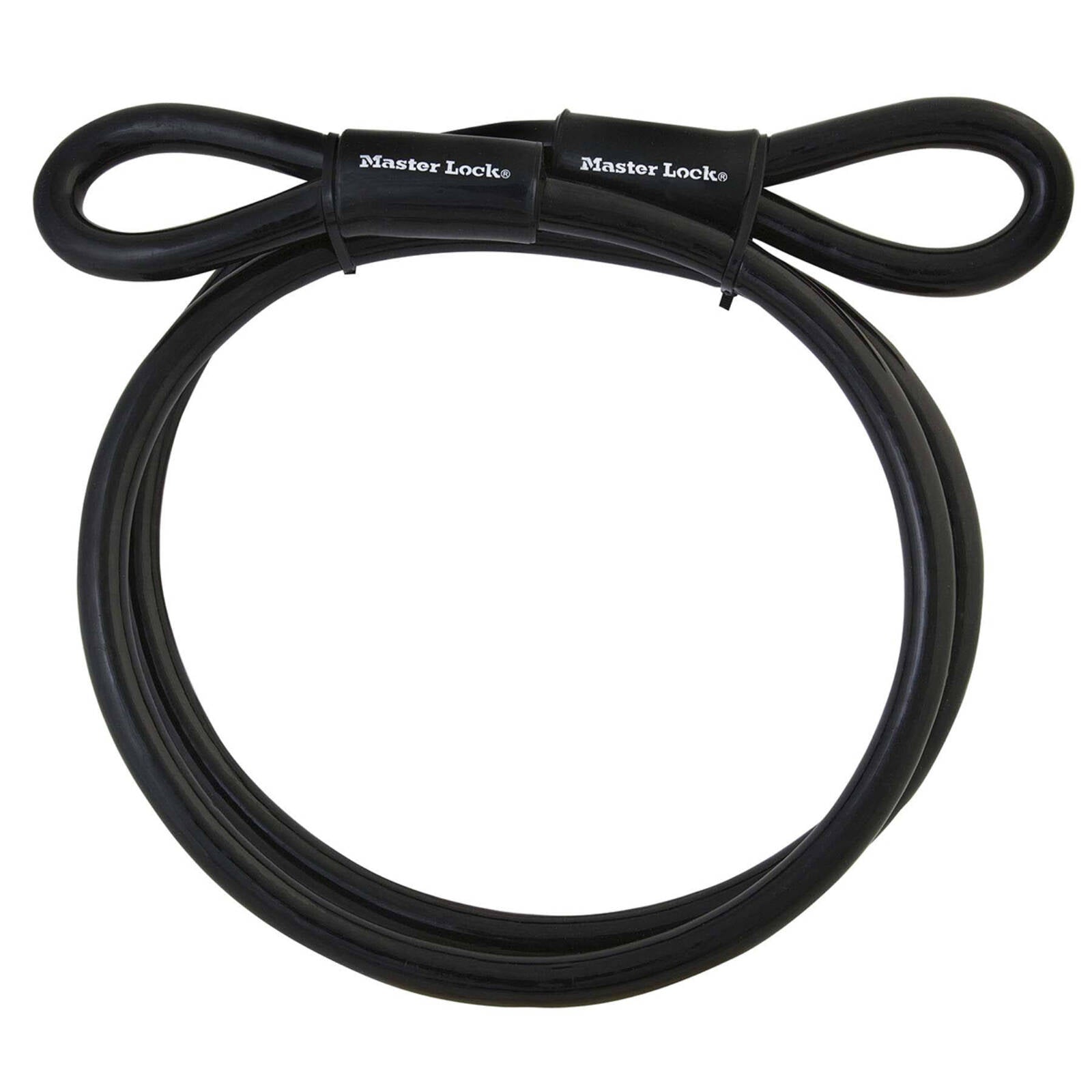 Master Lock 10mm x 4.6m Loop-Ended Braided Steel Cable, Vinyl-Coated, Black