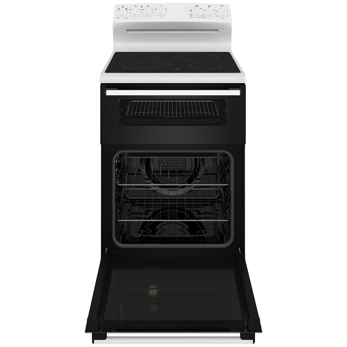 Westinghouse 60cm Electric Freestanding Oven - 80L Fan Forced, Dual Zone Ceramic Cooktop, Grill - WLE642WCB