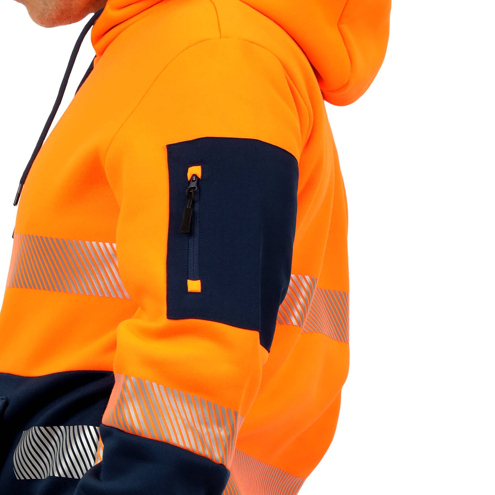 Citeco Orange Hi Vis Taped Hoodie - Men's Reflective Polyester, Small