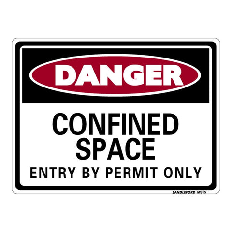 Sandleford Confined Space Sign 300 x 225mm White/Black/Red Polypropylene