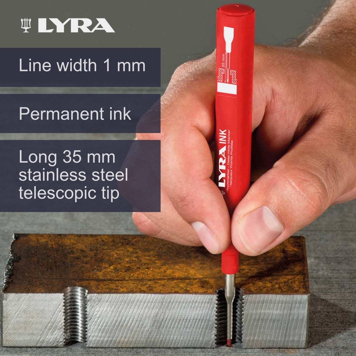 Lyra Red Deep Hole Permanent Construction Marker
