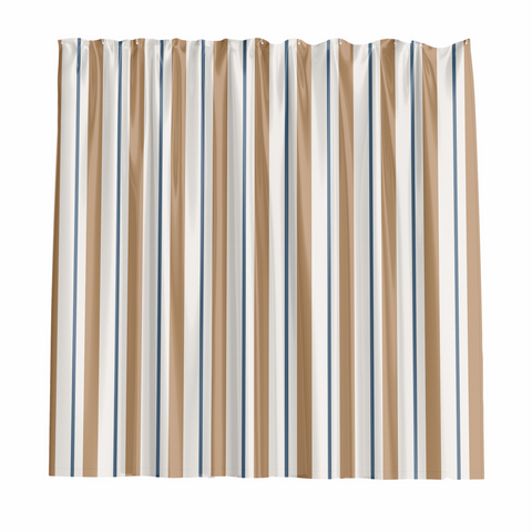 Barelli Nautical Stripes Polyester Shower Curtain 180 x 180cm 12 Rings