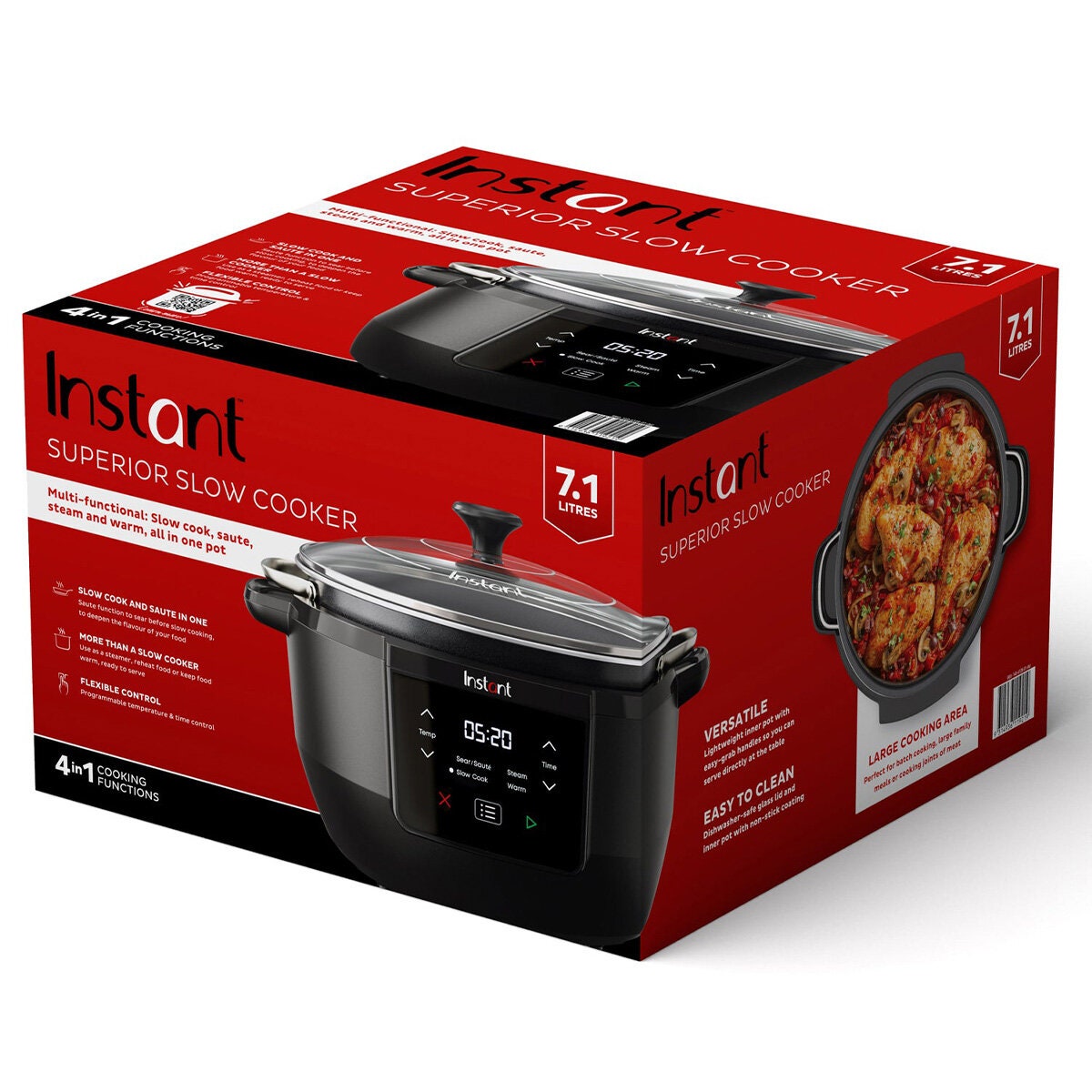 Instant Pot 7.1L Superior Slow Cooker - 4-in-1 Slow Cook, Steam, Saute & Keep Warm, Black - 140612801AU