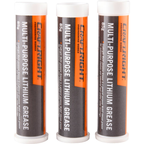 Craftright Mini Grease Cartridge 3 Pack, NLGI 2 Lithium, 85g Each