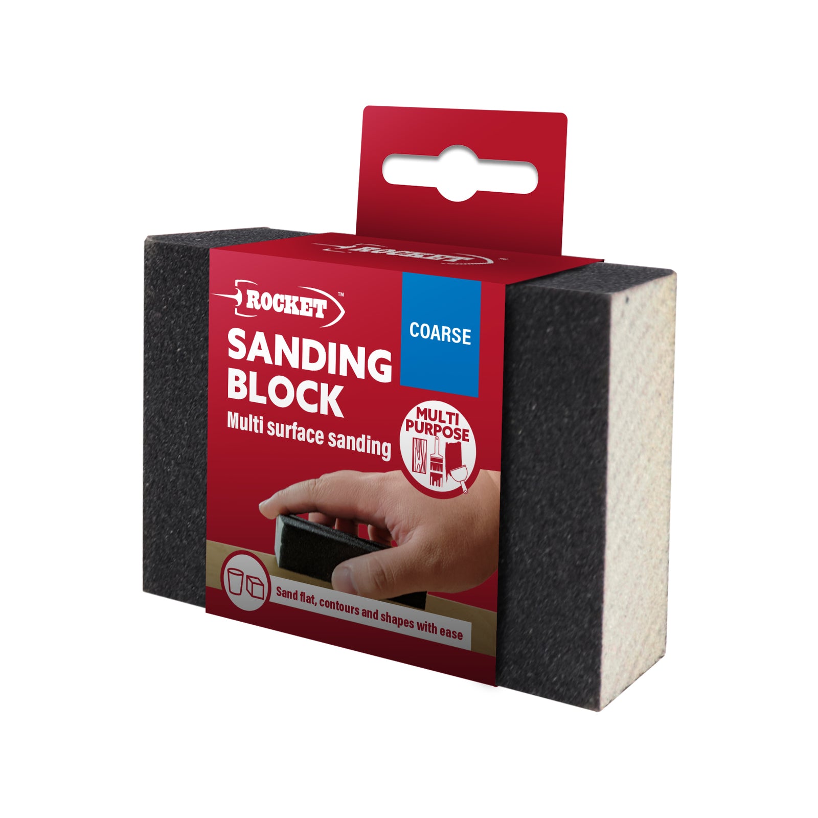 Rocket Coarse Sanding Sponge 100 x 70 x 25mm Black Flexible Sanding Block