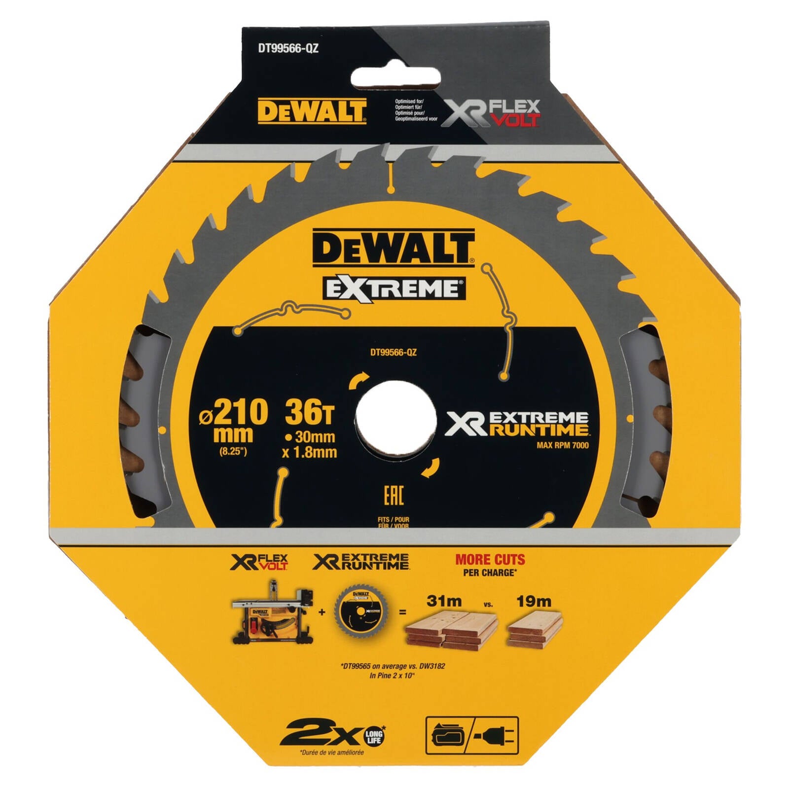 DeWALT 210mm 36T Extreme Runtime Circular Saw Blade 30mm Bore DT99566-QZ