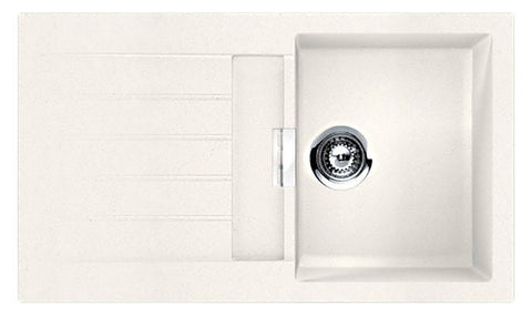 Abey Schock Signus single bowl sink with left hand drainer - Polaris white Cristadur - D100W