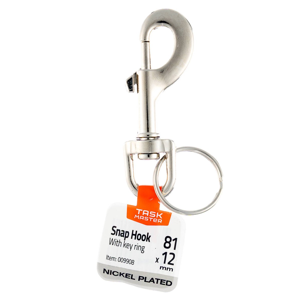 Taskmaster 12mm Nickel Plated Swivel Snap Hook with Key Ring