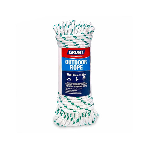Grunt Outdoor Rope 8mm x 25m UV Protected Braided Synthetic - SuperSaverAU - view 1