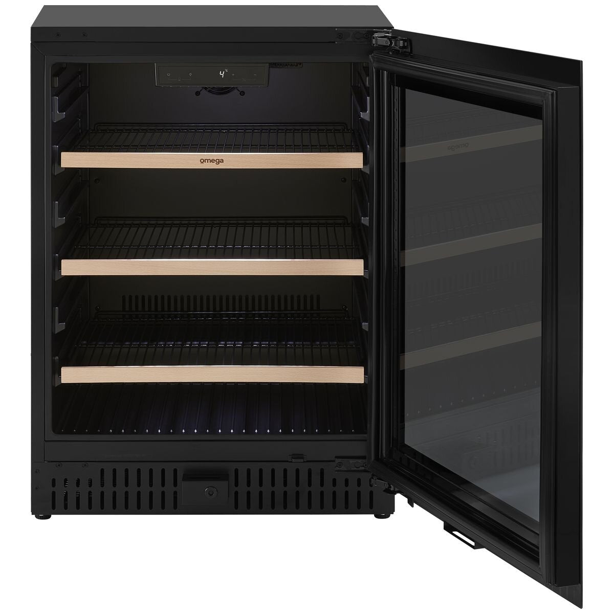 Omega 140 Can Single Zone Beverage Centre - Black Triple Glazed UV Door, Zero Clearance Hinge - OCB140SB