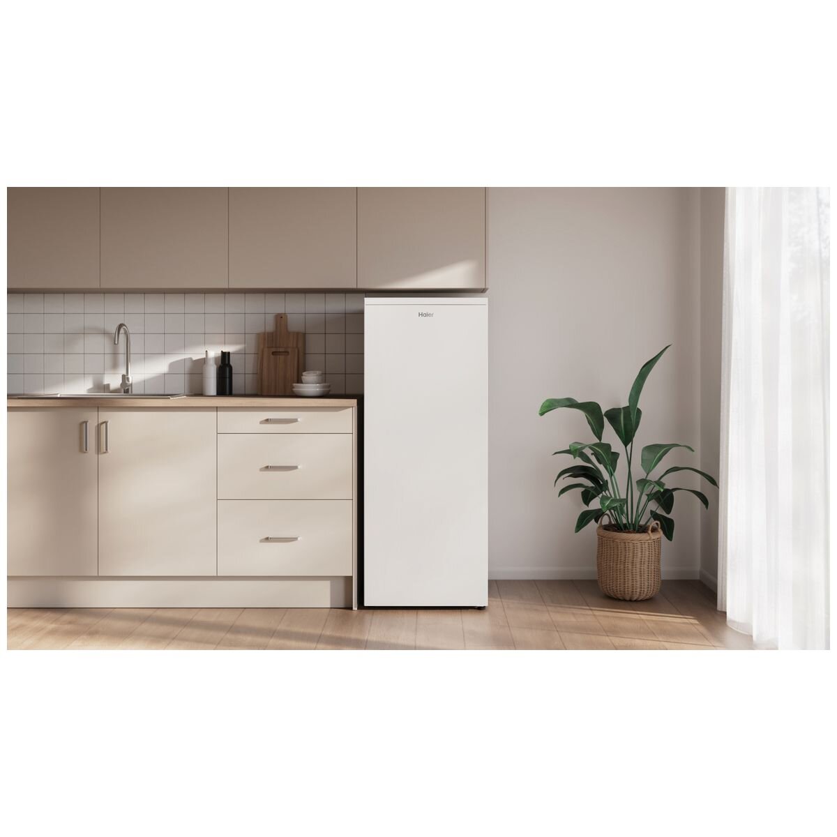 Haier 300 Series 169L Upright Freezer - White, Four Drawers, Manual Defrost, Reversible Door - HVF170VW