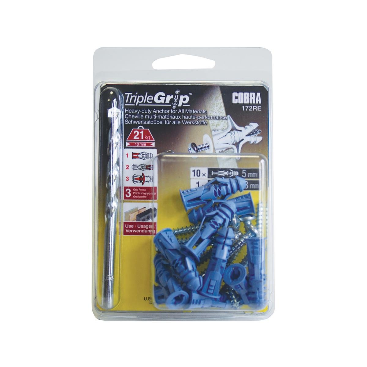Cobra 5.0mm Triple Grip Anchor Screws Steel 10 Pack