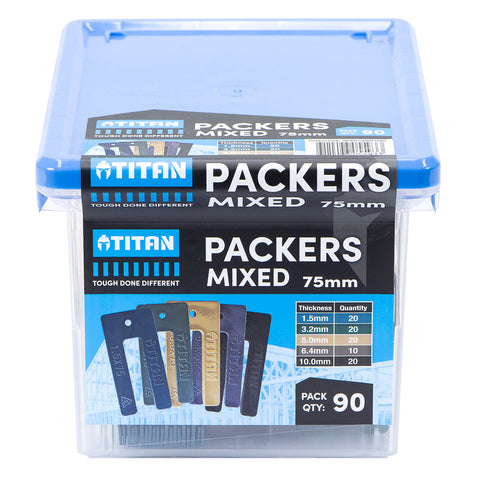 Titan Window Packers 75mm Mixed Sizes 1-10mm, UV Stable Plastic, 90 Piece