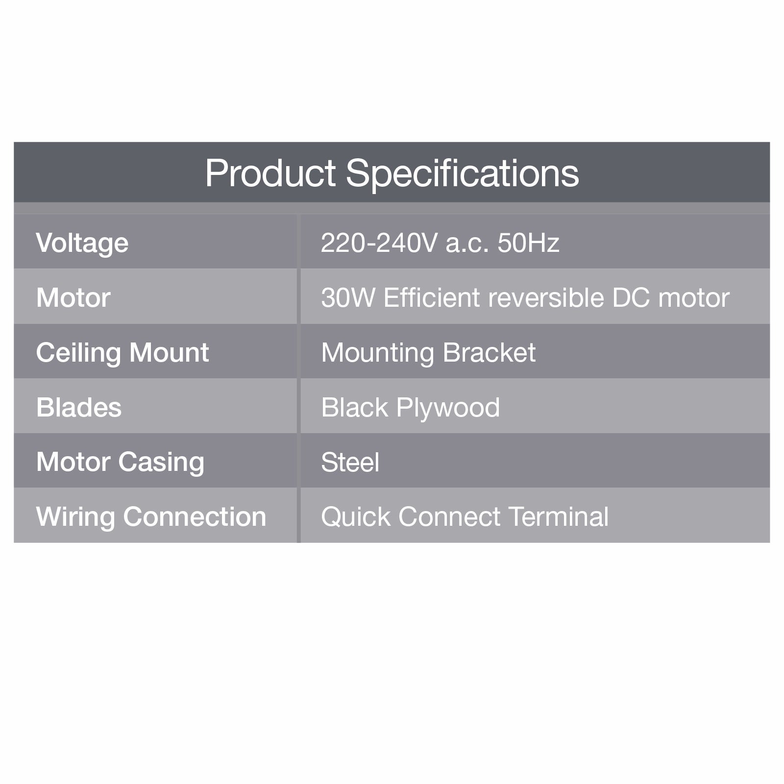 Arlec 130cm Matte Black Boston II 4 Blade Ceiling Fan - Remote, 6 Speed, 30W DC, DCF2027