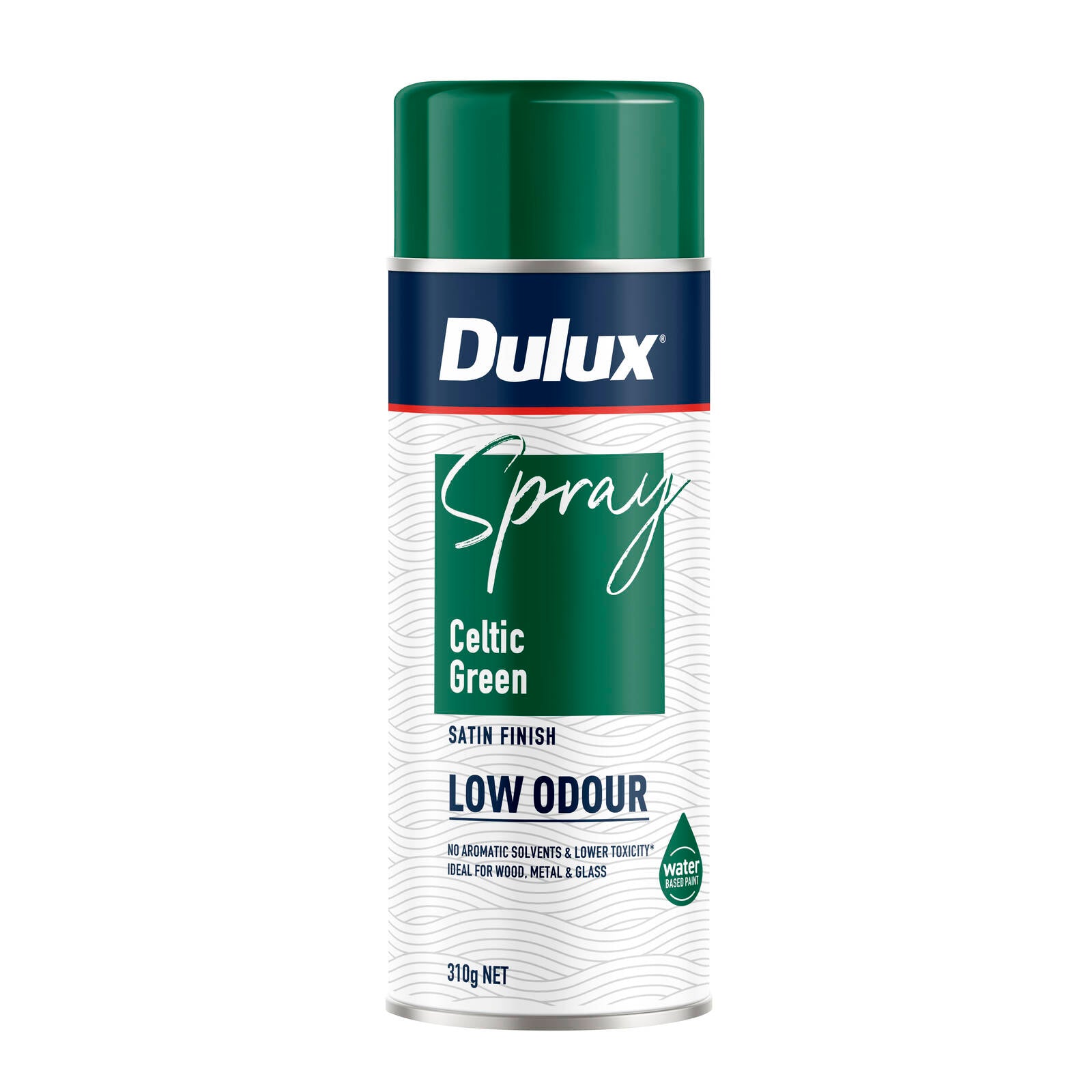 Dulux 310g Celtic Green Satin Low Odour Spray Paint, Fast Recoat